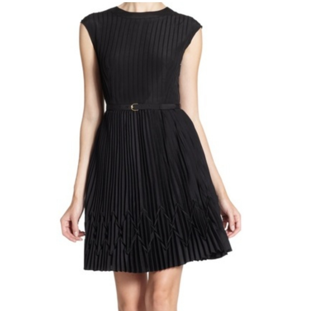 Ted Baker 🖤 Terna Pleated Black Dress Sz 3